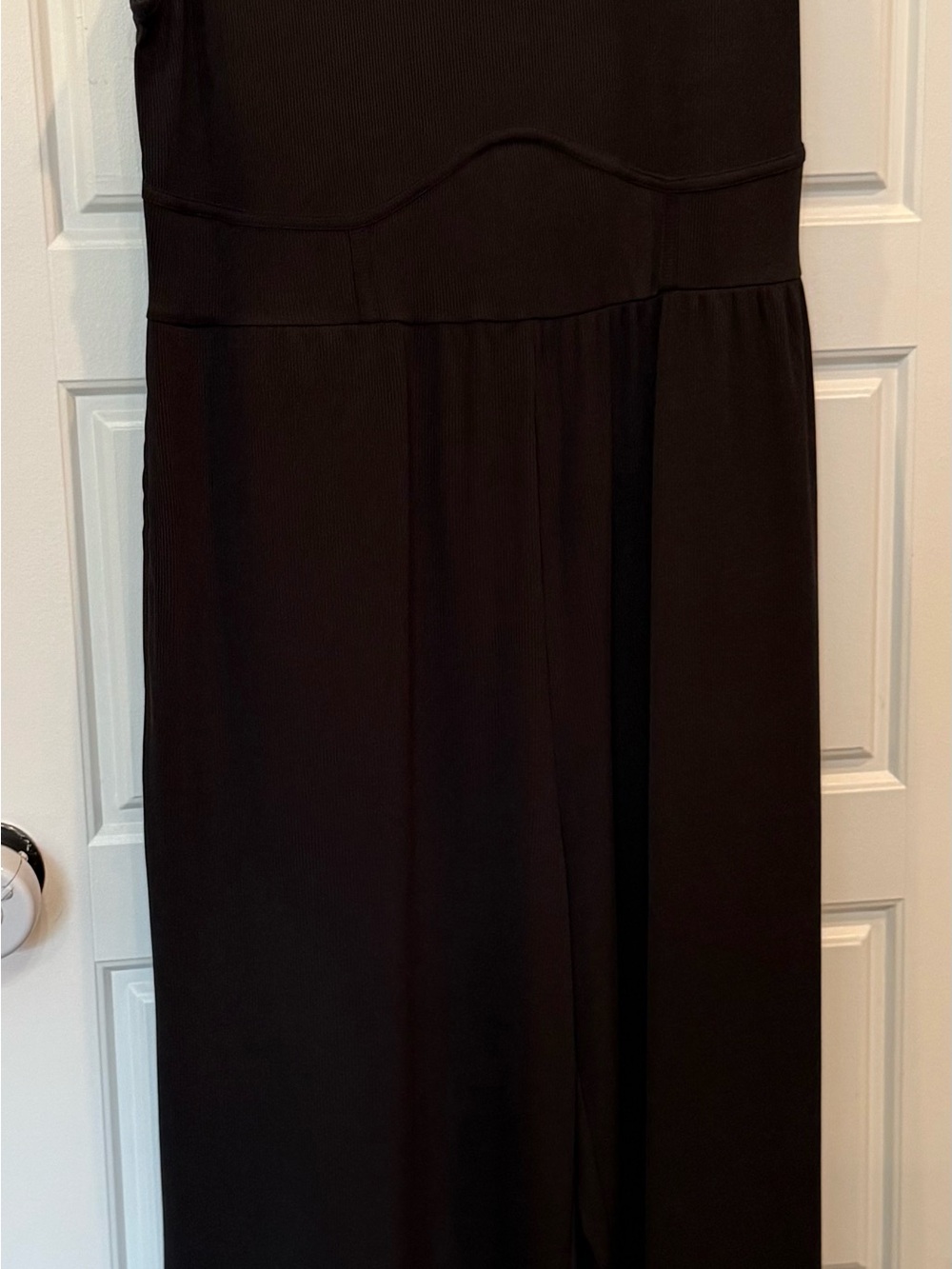 Chouyatou Black Wide Leg Jumpsuit - Simple Elegant Knit